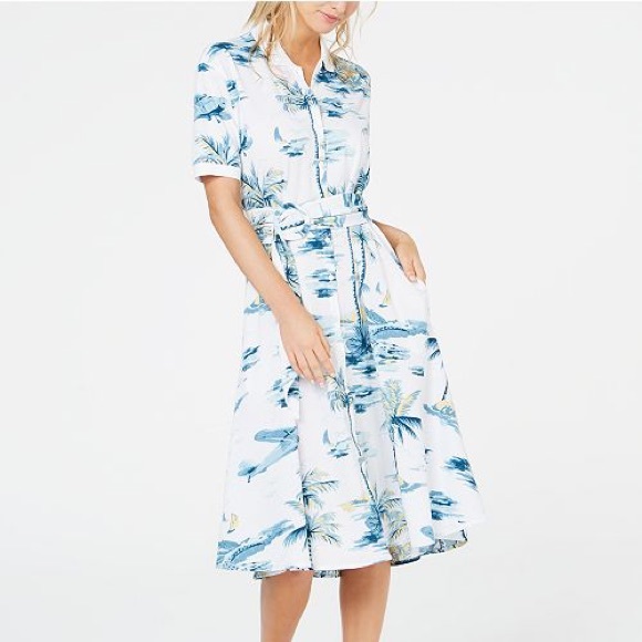 Lacoste Dresses & Skirts - NWT Lacoste White Cotton Piqué Palm Tree Dress